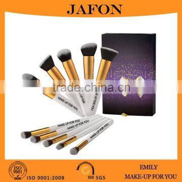 Amazon top seller white handle 10pcs private label makeup brush set with gift box