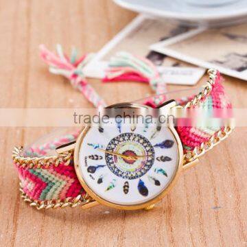 Braided Friendship Watch Zinc Alloy with iron chain Wool & Glass women wrist watches