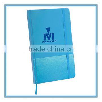 UV printing Touch paper elastic notebook band strap,customised notebooks with envelop pocket on the back cover