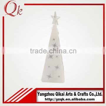 White glass christmas tree with beautiful hand-painted