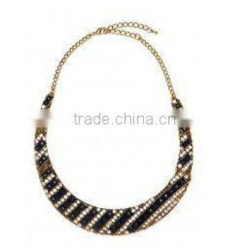 Navy Ice Stripe Collar necklace, rhinestone collar necklaces