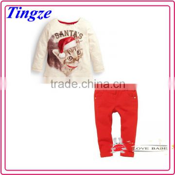 2015 Wholesale girls clothes set t-shirt and pants autumn christmas girl clothes TR-CA47