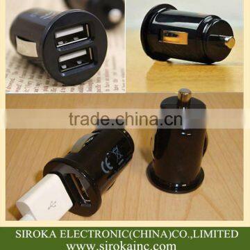 Universal 2-port dual USB car charger 5V 2.1A+1A mini car charger for iPhone 5/6