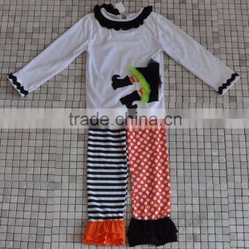 Factory direct sale winter cotton witch long sleeve halloween boutique outfits girl