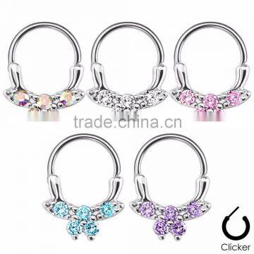 Butterfly Surgical Steel Nipple Ring Septum Clicker Ring