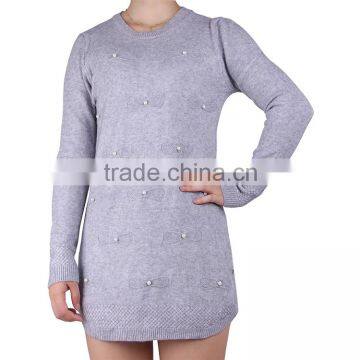 2015 new fashion Plain coloured turtleneck sweater with pearl