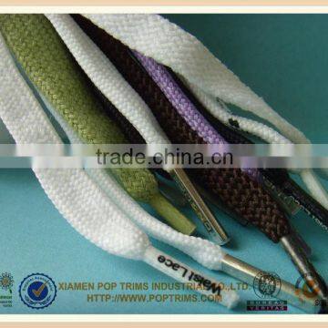 New custom Metal tip shoelace with debossed logo,flat,tubular