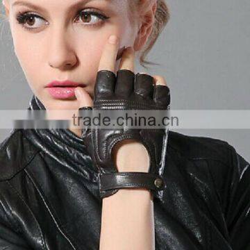 Ladies hot sale large size 9 driving cut finger leather gloves