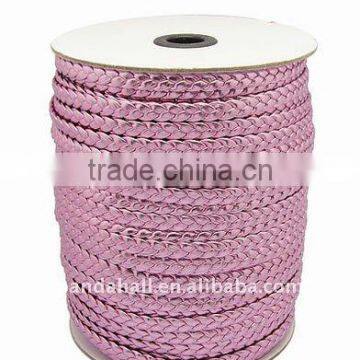 8mm Braided PU Flat Leather Cord, 100yard/roll(LC-Q006-6)