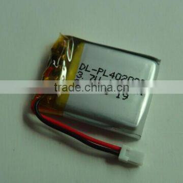 402023 3.7v 130mah rechargeable lipo battery lithium polymer battery pack 4.0mm20mm23mm