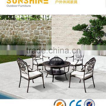 cast aluminum outdoor patio furniture with BBQ grill FCO-CA001