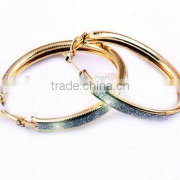 18k Gold Plated Hoop Design Adorned With Strips of Crystal Dust Earring photo-3