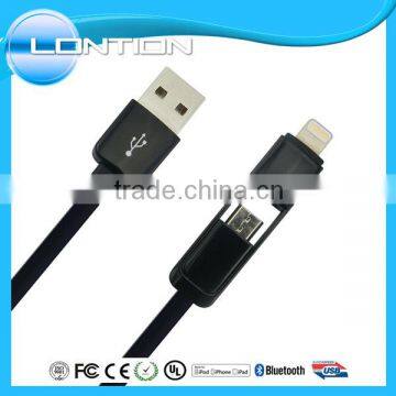 MFi certified 2 in 1 c48 and mirco usb connector MFI sync&charging usb cable