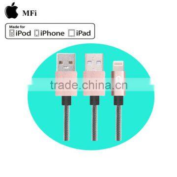 Quality feeling transparent nylon braided aluminum usb MFi cable