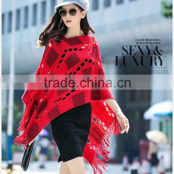 2015 new irregular tassel show thin turtleneck sweater shawl cloak