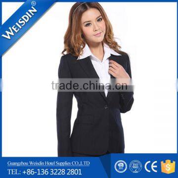 anti-wrinkle wholesale wool/polyester ladies latest office uniform design