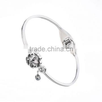 Classical Design Four Clover Diamond Stainles Steel Bangle photo-5