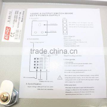 Manufacture High Quality 12V 3A Power Supply Box 4CH Psu for Cctv System YJS-A02
