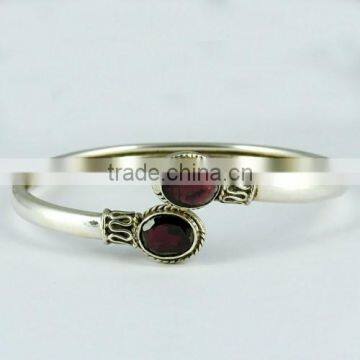Blood Color Garnet !! Flexible 925 Sterling Silver Bangle, Silver Jewelry Exporter, Silver Jewelry Manufacturer