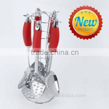Set of 6pcs New Designed Stainless Steel Kitchen utensils set with PP + TPR handle Nylon Kitchen Tool