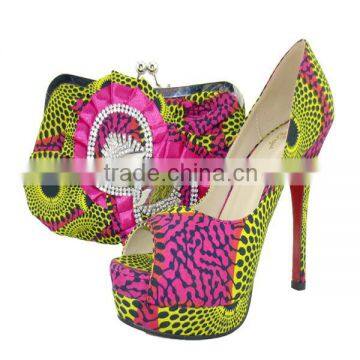 alibaba china printed high heel shoes and matching bags sets