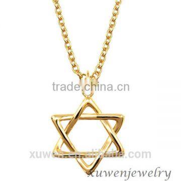 gold tone Ion plated star of David stainless steel fashion necklaces 2014