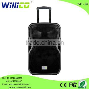 High quality rechargeable trolley speaker with guitar input and wheels