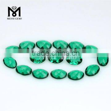 Polished Top Machine Cut Oval 5x7 Green Glass Luminous Stone