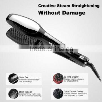 2016 hot product 3D Ceramic Profession Steam Hair Straightening Brush/Comb