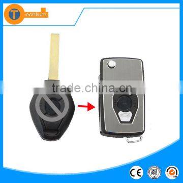 Modified Folding flip car key with 2 track blade and logo folding key for BMW E60 E61 E34 E36