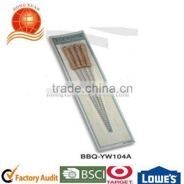 bamboo handle skewer/chrome plated skewer -hongxuan BBQ-DS104A