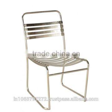 Modern Chair with stripes and nickel finish