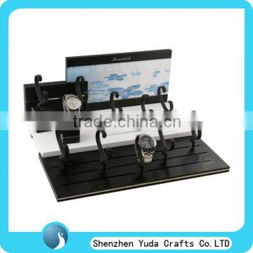 Black MDF display with C ring holders, wooden stand watch display