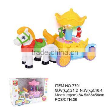 Hot toy BO carriage with light & music (rotate function)-yellow & pink