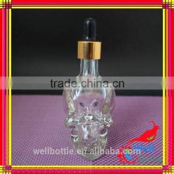 Trade Assurance 30ml Skull Head Glass e Liquid Dropper Bottle Black Frosted Glass Dropper Bottle
