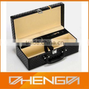 Best Sell factory customized black leather wine bottle gift box with wine accessories (ZDS-F381)