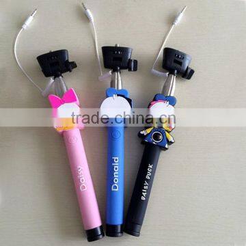 2015 new design cartoon shape Mini Cable Selfie Stick