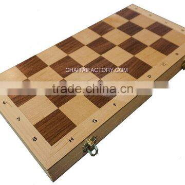 Folding 3 in 1 CHESS Checkers Backgammon Classic INLAID WOOD Game