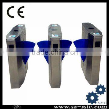 Stainless steel high speed security flap/wing barrier gate turnstile