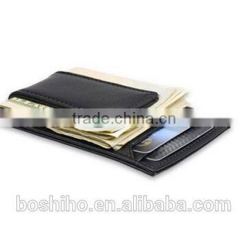 Custom Mens Genuine Leather Money Clip Business Card Credit Card Holder photo-3