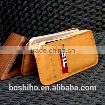 Oem custom wholesale genuine leather cell phone case with card holder