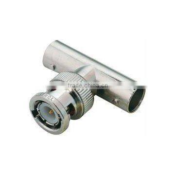 T-type RF Coaxial Adapter Connector with BNC Male to Double Female