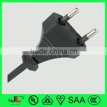 European electric plug 2 round pin power cord with molded plug