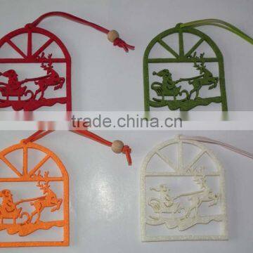 Laser cutting Felt crafts window shaped with santa and sledding Hanging decoration xmas elk hanging ornament gifts