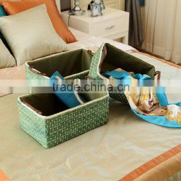 Kingwillow Art & Craft ,Set of 3, Storage Box, Green Maize Storage Rectangular Basket Bins, Organizer Containers photo-3