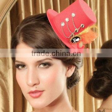 MYLOVE skull feather red felt small fedoras hair accessory hairpin MLGM049