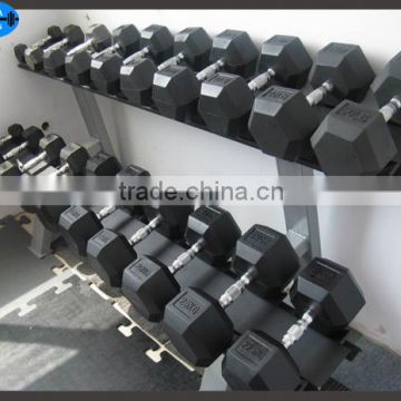 hex rubber dumbbell set/rubber hex dumbbell