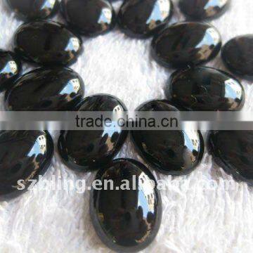 Supply semi precious stone black agate oval cabochon for jewelry setting