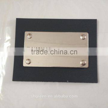 Red Leather Metal Logo Tag,metal Brand Logo Leather Label photo-3