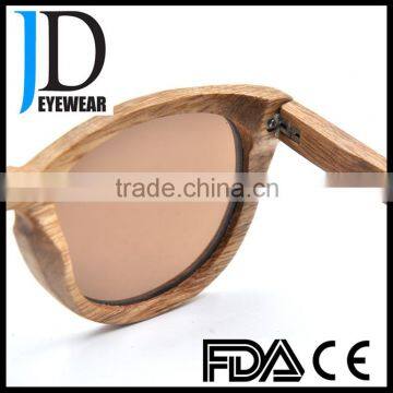 Retro Circle Brown Wood Sunglasses Zebra Fda Hinge Inserted High Quality Sunglasses